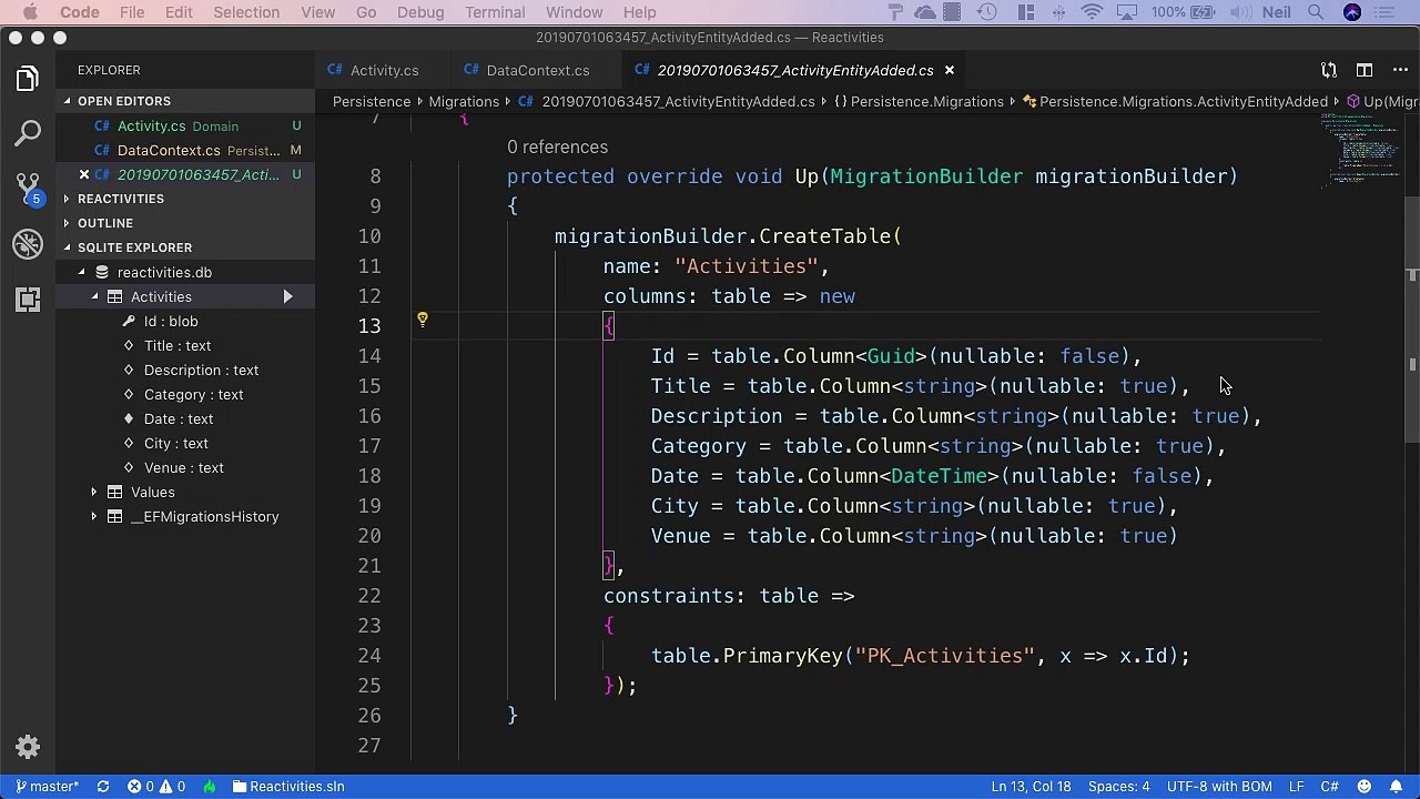 Building a CRUD application in .Net Core using the CQRS - Seeding Activity data