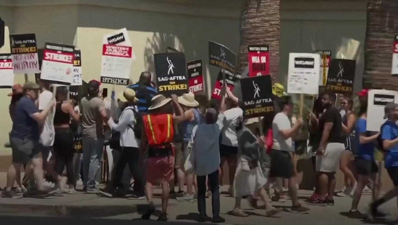 Succession cast join picket line as Hollywood actors and writers strikes roll on
