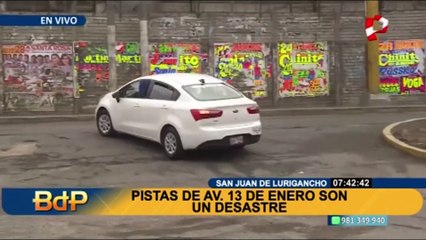 Forados en SJL: denuncian que las pistas de la avenida 13 de Enero están en pésimas condiciones