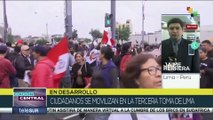 Perú: Fuerzas policiales dificultan el paso de los manifestantes por las calles de Lima