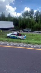 Highway Blocked By Mobile Home Accident