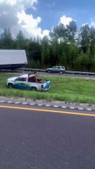 Highway Blocked By Mobile Home Accident