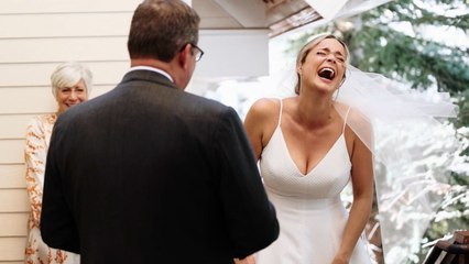 Choked-Up Dad Tells Daughter She Looks Like Big Paper Towel In Wedding Dress | Happily TV