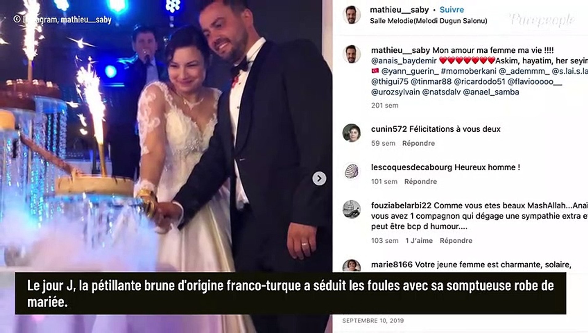 Anaïs Baydemir sublime mariée dans les bras de Mathieu : elle avait opté  pour une robe parsemée de broderies ! - Vidéo Dailymotion