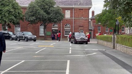 King Charles III arrives at the Brecon Barracks