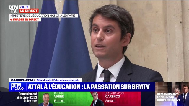 Passation au ministère de l'Éducation nationale: Oui je suis jeune, mais je veux rappeler qu'on peut avoir 34 ans et de lourdes responsabilités , souligne Gabriel Attal