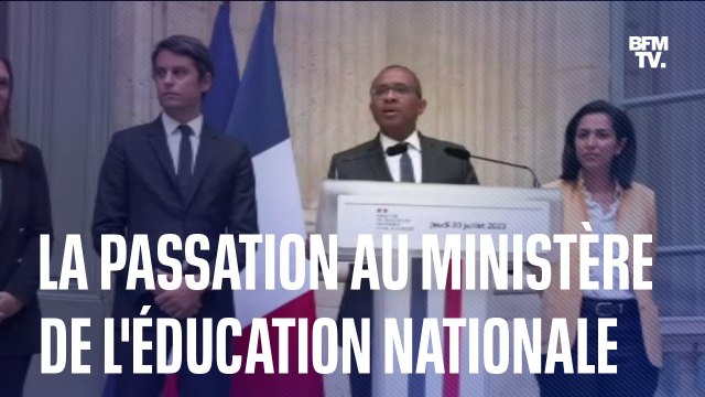 Remaniement: la passation entre Pap Ndiaye et Gabriel Attal au ministère de l'Éducation nationale