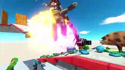 RUN and JUMP over Flames Challenge - Animal Revolt Battle Simulator