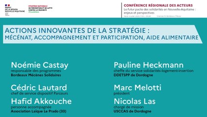 5. Table ronde n°2 - Actions innovantes de la stratégie : mécénat, accompagnement et participation, aide alimentaire