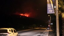 İZMİR - Çeşme'de makilik alanda çıkan yangına müdahale ediliyor (2)