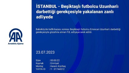 İSTANBUL - Beşiktaşlı futbolcu Uzunhan'ı darbettiği gerekçesiyle yakalanan zanlı adliyede