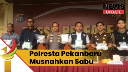 Satresnarkoba Polresta Pekanbaru Musnahkan Narkotika Jenis Sabu dan Pil Ekstasi