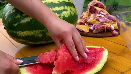 Duck with Fruit in Watermelon baked in a Tandoor! Recipe from a Fairy Tale