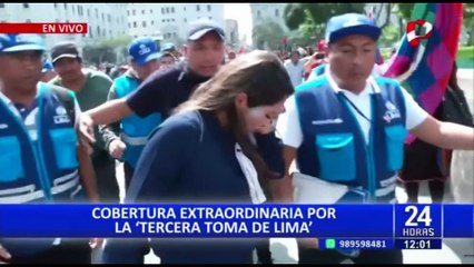 Toma de Lima: con jalones, empujones y patadas agreden a reportera de Panamericana Televisión