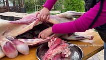 Butchering a Whole 50kg Lamb with Huge Testicles! Meatloaf with Ostrich egg