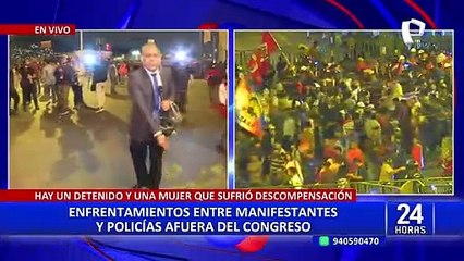 Toma de Lima: enfrentamientos entre manifestantes y policías afuera del Congreso