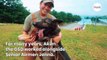 Retired military dog reunites with ex-handler who has some big news to share