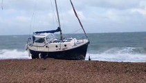 Beached boat on Southsea beach