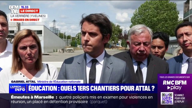 Gabriel Attal, ministre de l'Éducation, en déplacement à La Verrière: Ils ont été traumatisés par l'incendie de deux écoles lors des émeutes