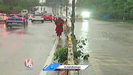 Hyderabad Rains_ Roads Submerged With Rain Water _ V6 News
