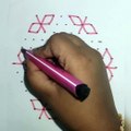 Flower kolam with 13*7 interlaced dots | Easy rangoli designs