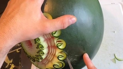 Woman's ASTOUNDING watermelon carving turns fruit into finely-detailed masterpiece