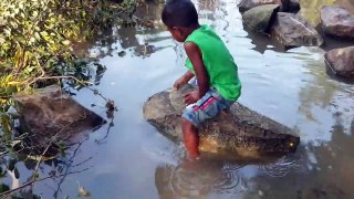 Amazing Hand Fishing Video. Traditional Boy Catching Fish By Hand in Rock-Water #fishing#fish_video