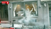 Sultanahmet'te otelde çıkan yangına itfaiye ekiplerince müdahale ediliyor