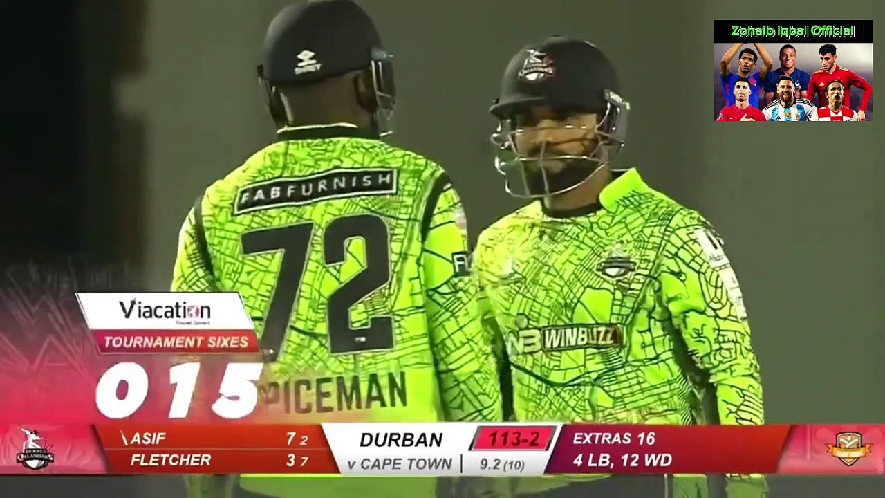 Durban Qalandar vs Cape Town Samp Army T10 Zim Afro 2023 match 2