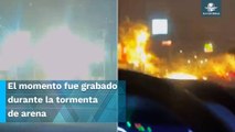 ¡Impactante! Rayo cae en poste y provoca explosión eléctrica en Guaymas, Sonora