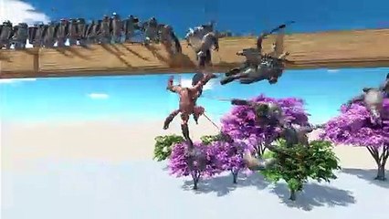 Ogre Lord vs Army of Units on Small Wooden Bridge - Animal Revolt Battle Simulator