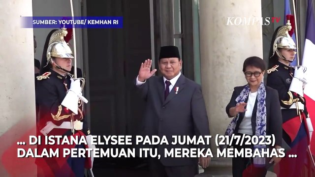 Momen Menhan Prabowo dan Menlu Retno Temui Presiden Macron di Istana Elysee, Perancis