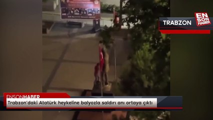 Trabzon’daki Atatürk heykeline balyozla saldırı anı ortaya çıktı