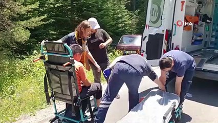 Ormanda çilek toplamak için park edilen araç kazaya sebep oldu: 2 yaralı