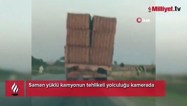 Saman yüklü kamyonun tehlikeli yolculuğu kamerada
