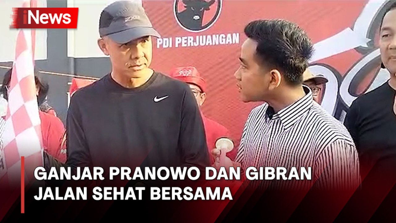Momen Kebersamaan Ganjar Pranowo dan Gibran Rakabuming Ikuti Jalan Sehat di Kota Solo