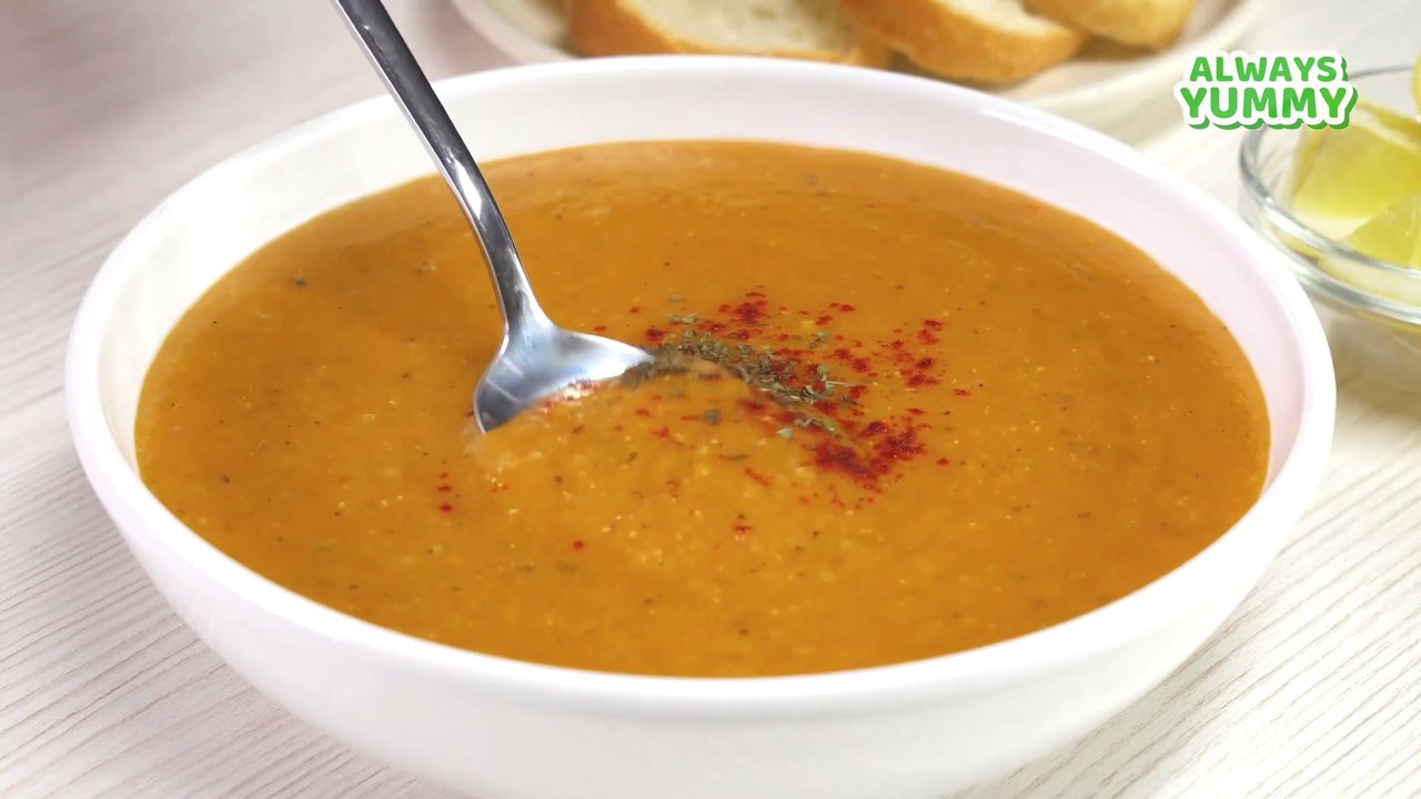 Turkish LENTIL SOUP — Ezogelin Corbasi. Recipe by Always Yummy