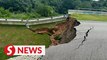 Twenty-five metre stretch of road collapses in Iskandar Puteri