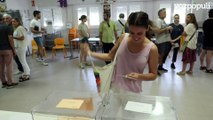 Votación de la ministra de Igualdad, Irene Montero, en Galapagar (Madrid)