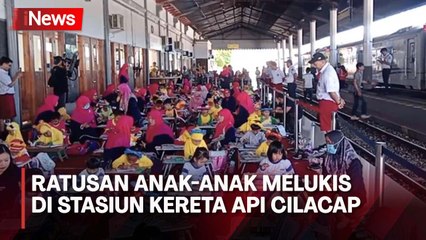 Hari Anak Nasional, Ratusan Bocah Lomba Gambar di Stasiun Kereta Api Cilacap