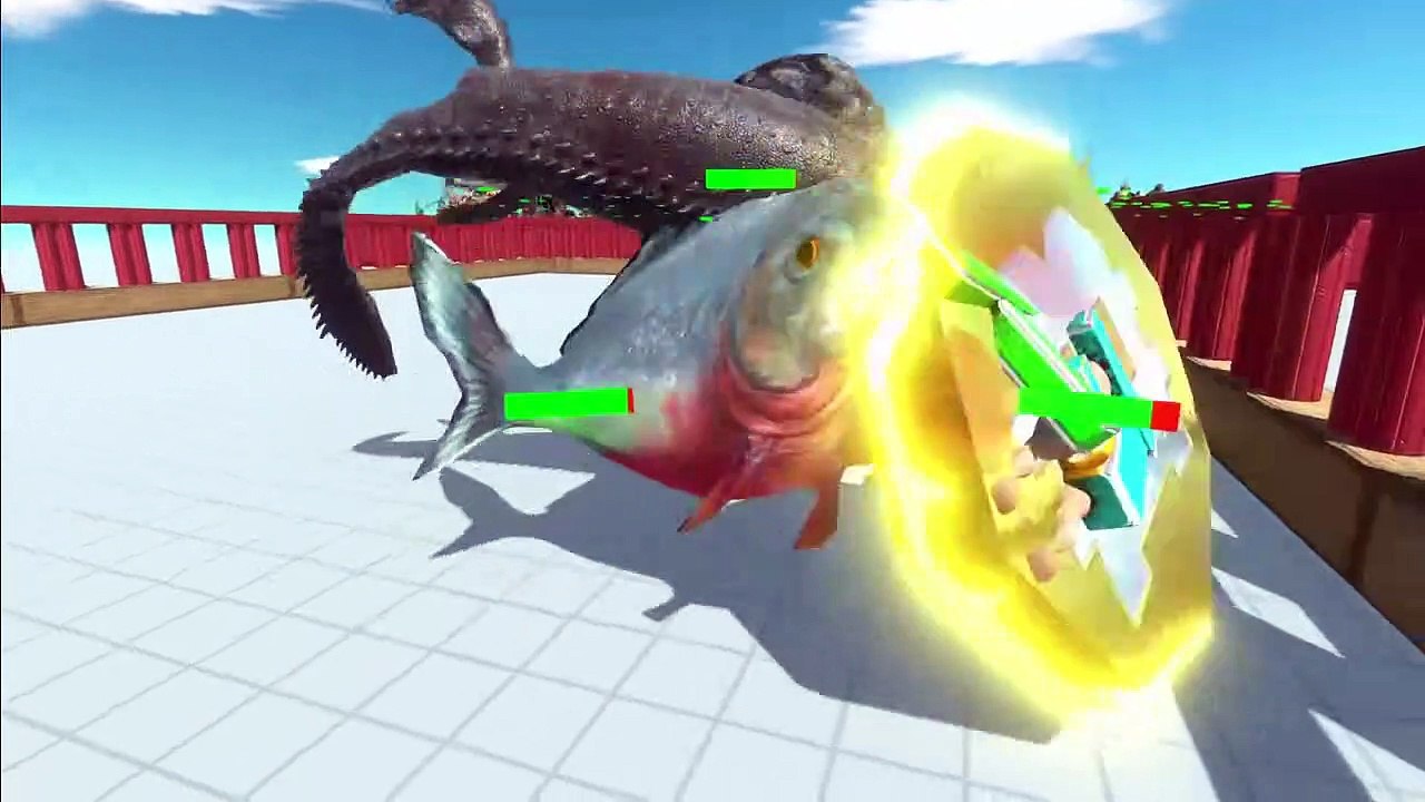 Giant Piranha and Mosasaurus VS Every Units ARBS - Animal Revolt Battle Simulator