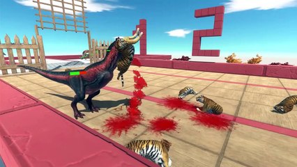 Dinosaurs VS Aquatics in Tiger Challenge - Animal Revolt Battle Simulator