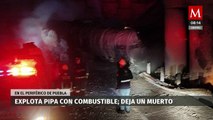 Explota pipa con combustible y deja un muerto en Cholula, Puebla