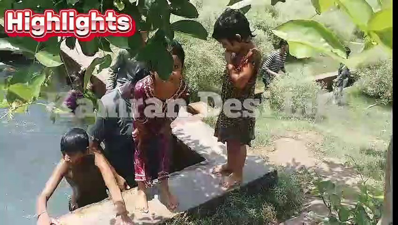 Swimming at tubewel with children | village swimming pool | Hot  Summer | Kamran Desi Life |