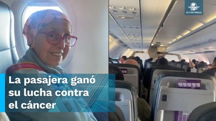 Sobreviviente de cáncer es sorprendida por el piloto de un avión con emotivo mensaje