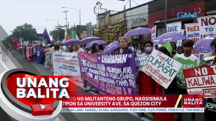 Ilang miyembro ng militanteng grupo, nagsisimula nang magtipon sa University Ave. sa Quezon City | UB