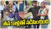 Woman Carries Disabled Husband To Collector Office Seeking Justice | V6 Weekend Teenmaar