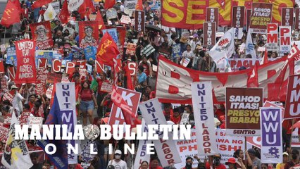 Protesters from various groups march along Commonwealth Ave. during the United People's SONA protest