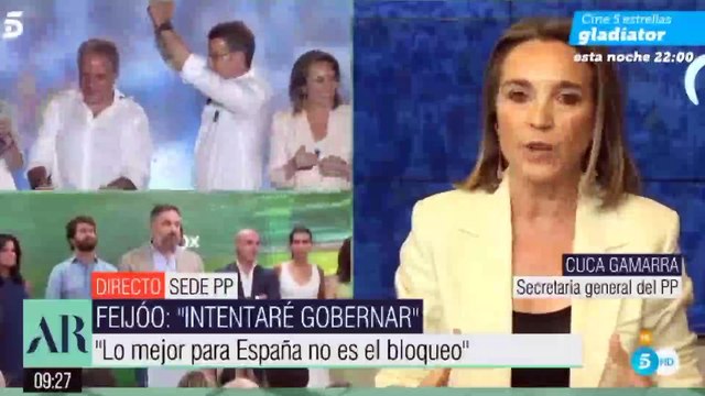 Cuca Gamarra: Ahora Feijóo tiene la responsabilidad de conformar una mayoría suficiente