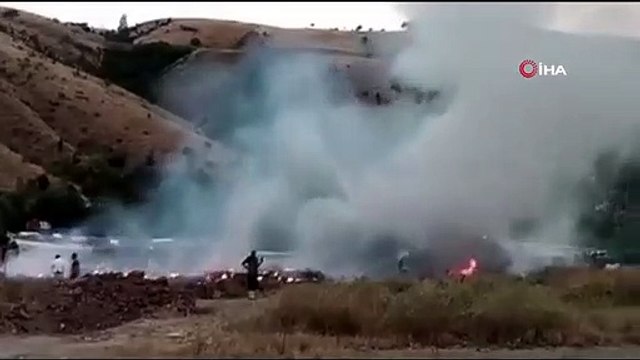 Başkentte saman yüklü kamyonda yangın